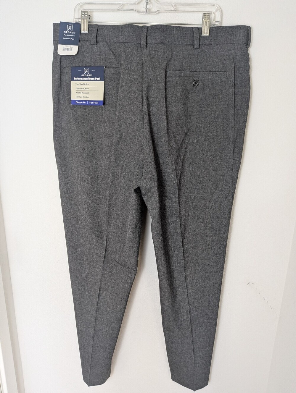 NWT Men's 38x30 George Performance Dress Pants Classic Flat Front Wrinkle Resist